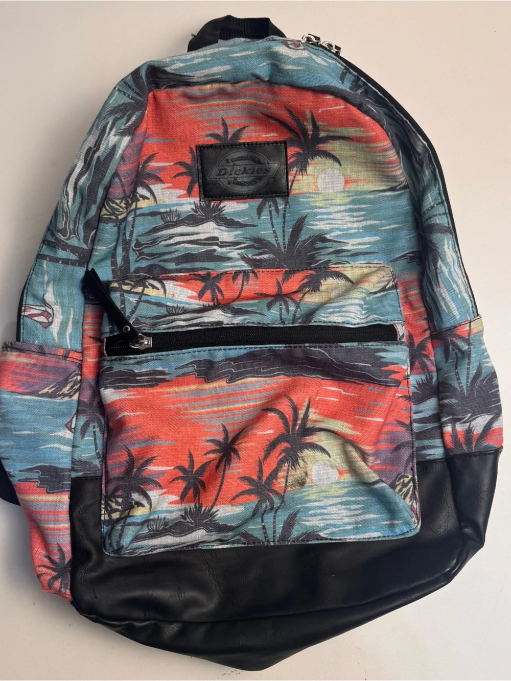 Vintage Tropical Print Men’s Backpack - Coral & Teal